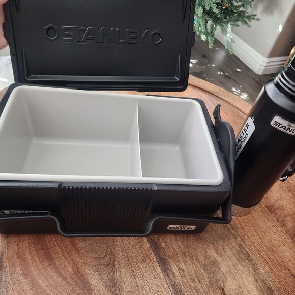 Vintage Stanley Aladdin Lunch Box Thermos Set Black Camping USA 1 Qt Polycaster - Picture 8 of 16